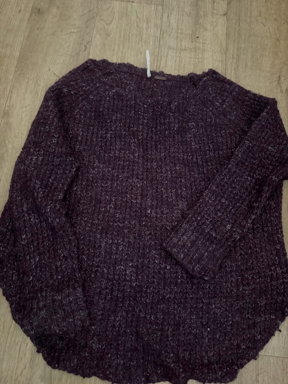 Free People Chunky Knit Crewneck Sweater - Plum